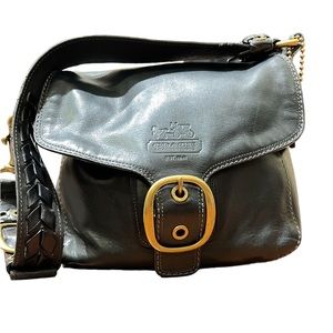 COACH Black Bleecker Legacy Tattersall Shoulder Bag